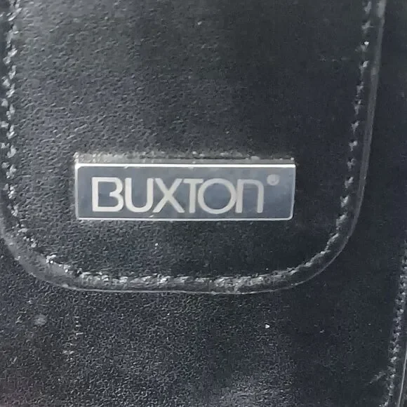 Vintage BUXTON Genuine Black Leather Accordion Wallet w/ Belt Loop & Crossbody - Picture 3 of 5